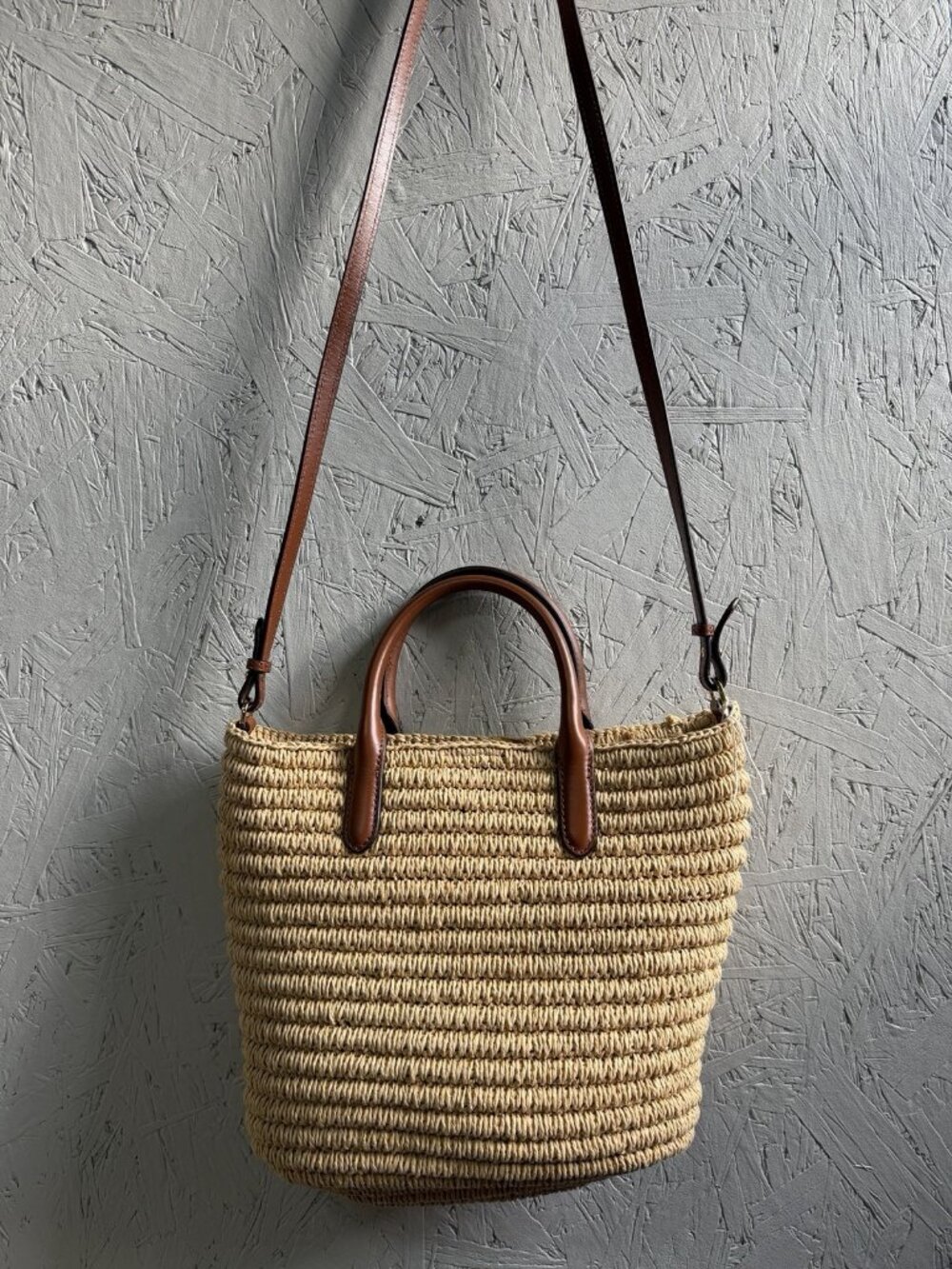 RALPH LAUREN Brie woven straw leather trim small tote shoulder bag -Natural - Picture 13 of 13